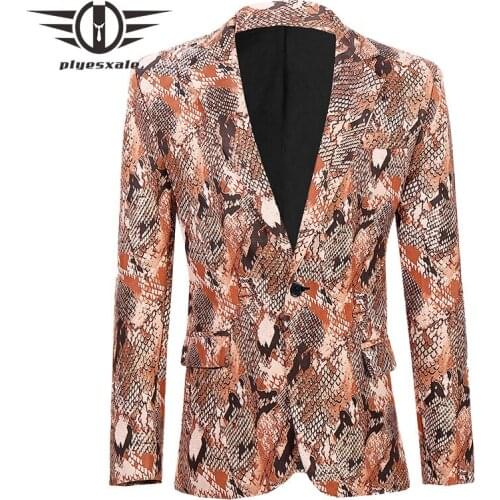 Fashion Python Snake Skin Printed Blazers For Men 2020 Stage Singer Costume Homme Hip Hop Prom Party Wear Christmas Blazer Q1204