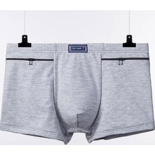 Double zipper pocket modal panties Anti-theft panties with two pockets Men’s boxer briefs underwear
