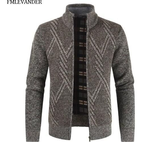 Winter Autumn Warm 2019 Fashion Plus Size 3XL Mandarin Collar Cardigan Thick Sweater Coat Men