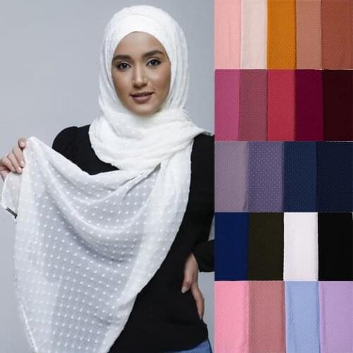 Soft Chiffon Islamic Headscarf Breathable Solid Color Jersey Hijabs Turkish Turban Headwraps for Muslim Women Scarf Headband