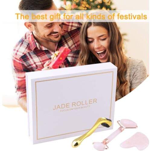 Natural Powder Crystal Face Massage Set Jade Massage Roller Scraper Microneedle Kit Face Lifting Body Guasha Beauty Massage Tool