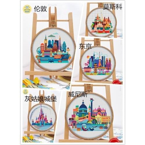 Color city paintings Counted needlework kits DMC 11CT 14CT 18CT Cross Stitch Sets embroidery