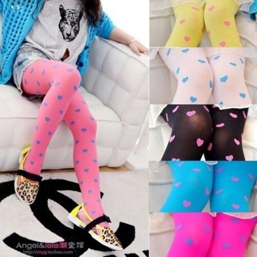 New Hot Baby Kids Girls Tights Pantyhose Stockings Hot Cartoon Cute Heart Pattern Soft Velvet Ballet Lovely Stocking