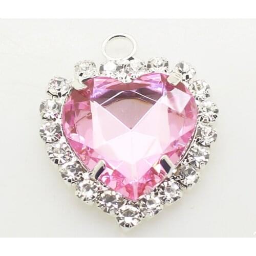 New Large Heart DIY Handwork Decoration Accessories 5Pcs/Lot 32MM Acrylic Rhinestones Pendant For Valentines Day Party Wedding