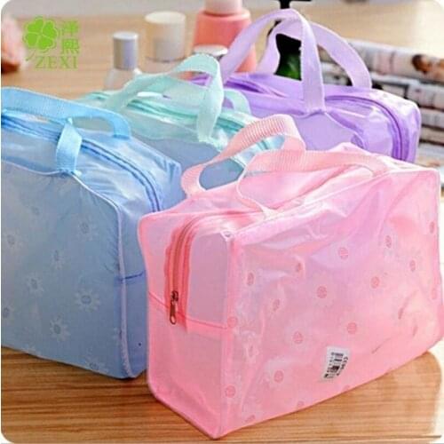 New Design Floral Print Transparent Waterproof Make Up Cosmetic Bag Travel Wash Toothbrush Pouch Toiletry Organizer Bag