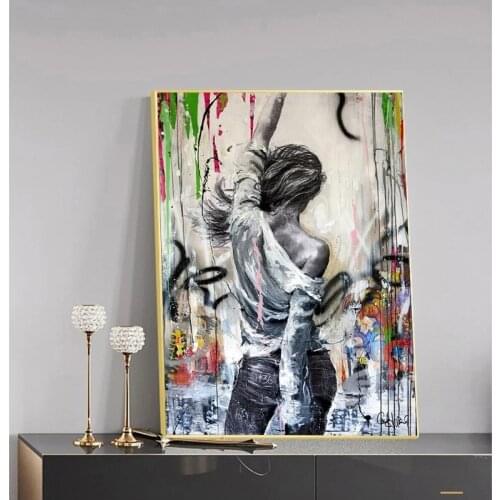 Street Graffiti Art Dancing Woman Canvas Painting Cuadros Posters and Prints Modern Wall Art Picture for Living Room Decoration