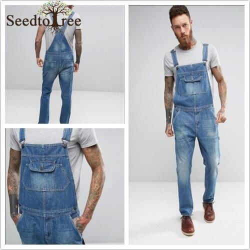 Mens Denim Overalls Slim Slimming Casual Pants Denim Trousers