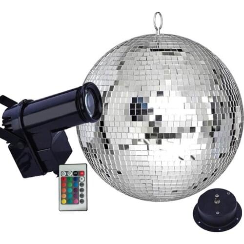 20CM 25CM Glass Rotating Mirror Ball Motor Reflection Mirror Disco Ball For KTV Bar Holiday Party Christmas With RGB Spotlight