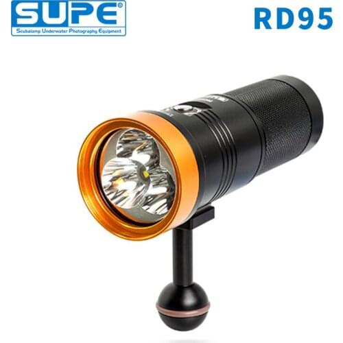 SUPE Scubalamp Waterproof RD95 4000 Lumens Underwater Spot Light Searching Scuba Diving Photography Dimming SOS Beam Angle 15