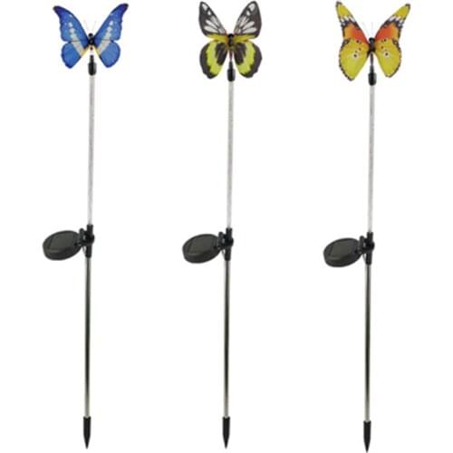 Color-Changing LED Solar Landscape Path Light Outdoor Decoration Dragonfly/Butterfly Lawn Lamps Waterproof Garden Lamp RGB