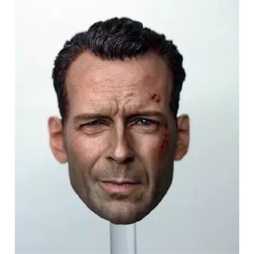 In Stock For Sale 1/6th Male Bruce Willie Tough Guy Head Sculpture For Usual 12inch Doll Action Figures