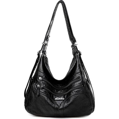 Large Capacity Women Shoulder Bag Fashion Crossbody Bag Multu-functional Messenger Bag Soft Pu Leather Women Handbag Purse Bag