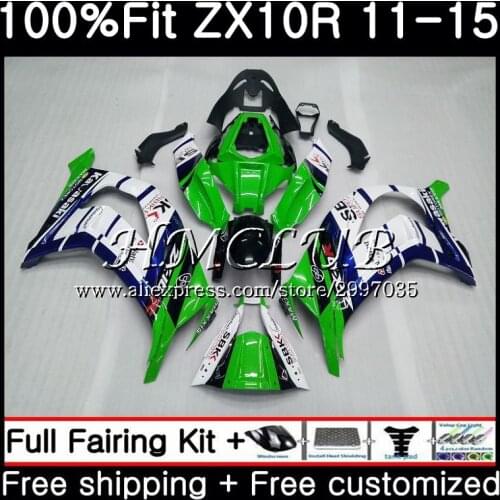 Injection For KAWASAKI NINJA ZX 10R 2011 2012 2013 2014 2015 64HC.15 ZX-10R ZX 10 R 1000 ZX10R Green white 11 12 13 15 Fairing
