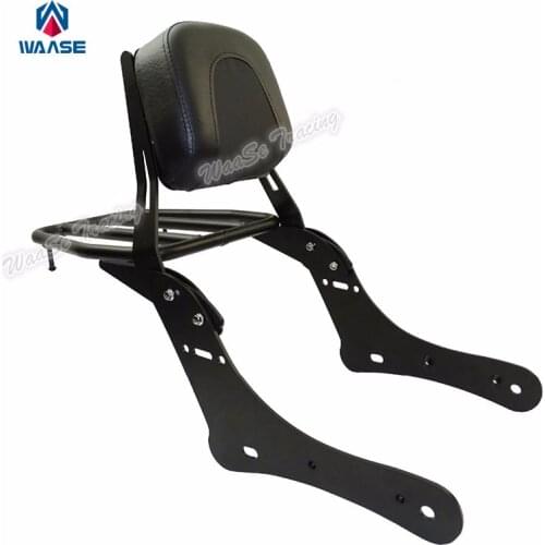 Waase Motorcycle Backrest Seat Cushion Pad Sissy Bar with lLuggage Rack For Kawasaki Vulcan S 650 EN650 2015 2016 2017 2018 2019