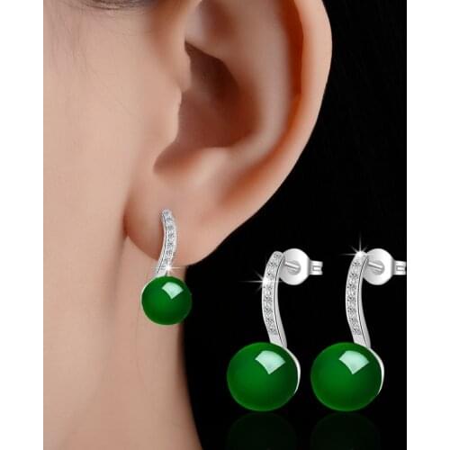 Temperament Red/Black/Green Crystal Earings Fashion Jewelry For Women New Design Silver Color Stud Earrings Accessories