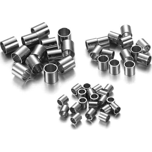 150Pcs/Lot 1.5-2.5mm Stainless Steel Stopper Spacer Crimp Tube For DIY Jewelry Making Findings Accessories Supplies Wholesale