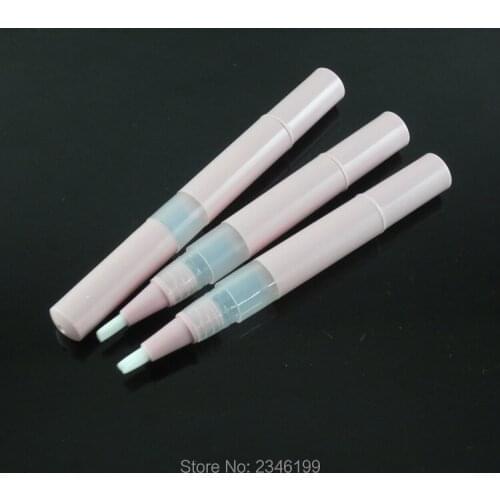 2.5ML 50pcs/lot Empty Plastic Lip Gloos Refillable Pen, Screw Design Cosmetic Liquid Package, DIY Pink Portable Lip Gloss Pen