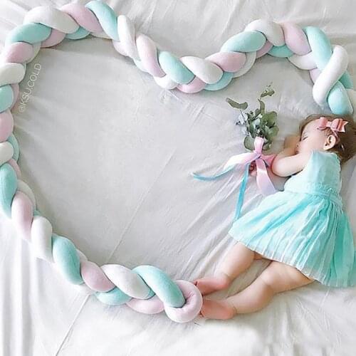 2M Baby Bumper Bed Braid Knot Pillow Cushion Bumper for Infant Bebe Crib Protector Cot Bumper Room Decor