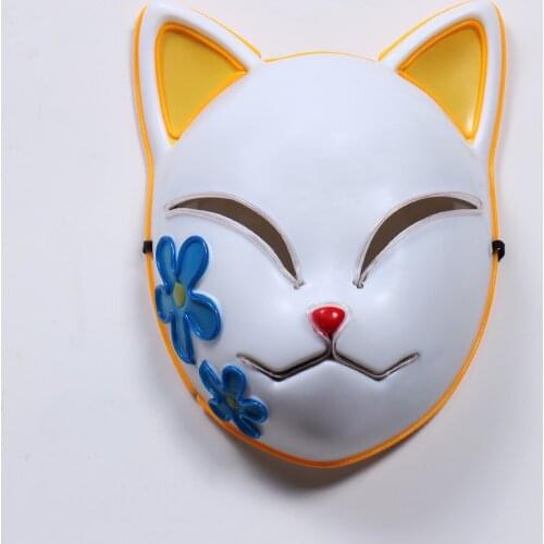 2021 Anime Demon Slayer LED Mask Cosplay Props Sabito Kamado Tanjirou Makomo Kawaii Halloween Party Light Masks For Adult