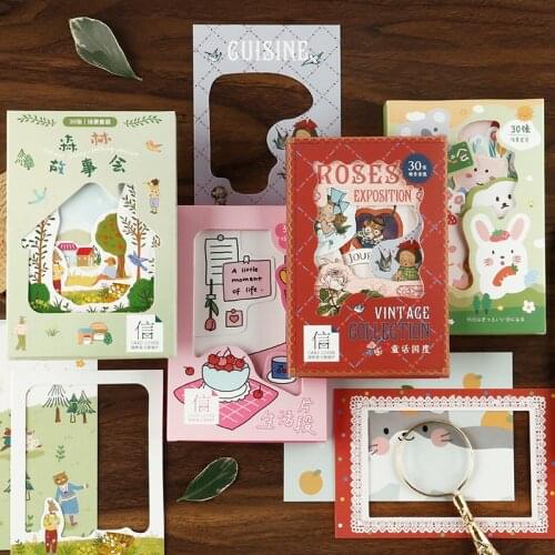 30 Sheets/Set Kawaii Forest tea party Postcard DIY Cartoon Greeting Cards Message Card Gift Stationery