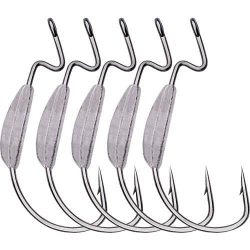 5PCS Fishing Hooks High Stainless Steel Sea Tackles Soft Worm Hook Fishing Bait Fishhook High Efficiency Barbed Accessories