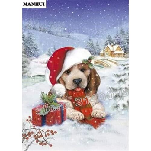 Full Square Diamond DIY Diamond Painting Christmas dog Embroidery Cross Stitch Rhinestone Mosaic Painting Decor BFC199