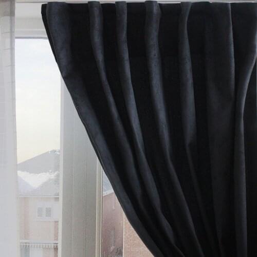 Free Shipping High Quality Micro Suede Black Color Window Curtain Sheer Curtains Home Decoration