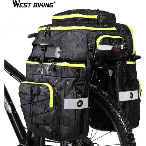 WEST BIKING 75L Large Capacity Bicycle Panniers 3 in 1 Bags Cycling Backpack Handbag Double Side Waterproof MTB Bike Trunk Bag