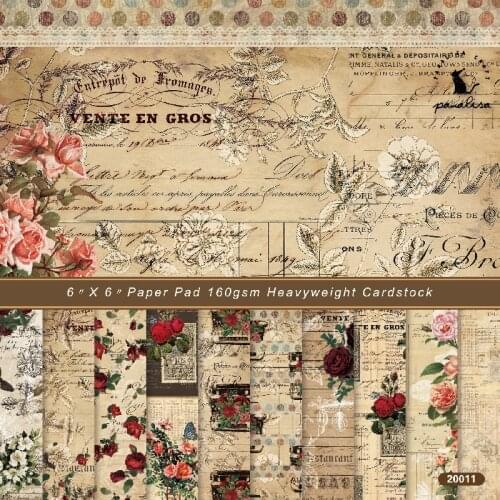 Panalisacraft 24 sheets 6"X6" vintage patterned paper pad Scrapbooking paper pack handmade craft paper craft Background pad card
