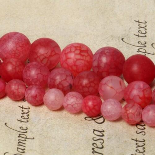 Red Polish Frosted Dragon Vein Agates Natural Stone Loose Beads for Needlework Jewelry Making DIY Bracelet Accessories 6/8/10mm