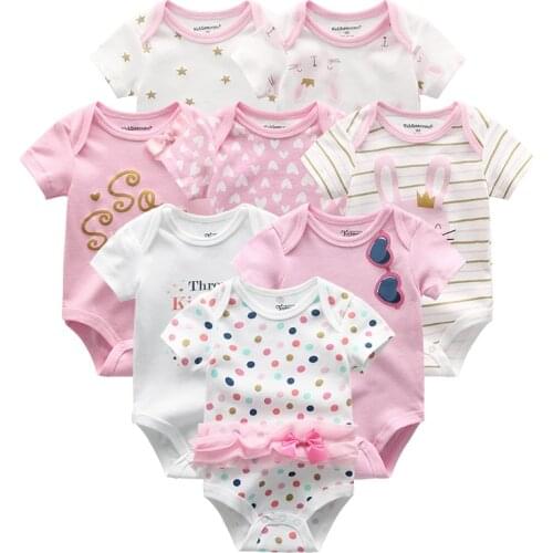 100%Cotton Baby Clothes For Newborn Girl&Boy Romper Summer 8Pcs/Lot Short Sleeve Infant Bodysuit Set 0-12Months Cartoon Clothing