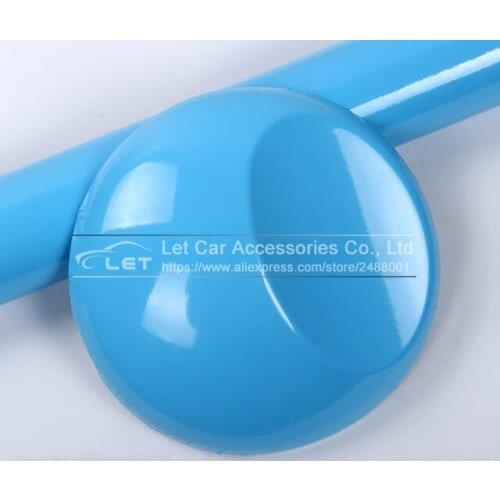 10/20/30/50*152CM High Quality light blue Glossy Vinyl Film Gloss light blue Wrap Bubble Free Car Wrapping by free shipping