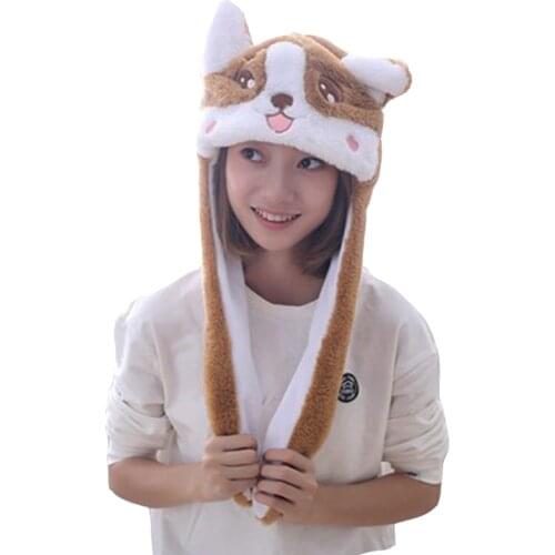 Keji dog headgear with ears moving hat plush toy hat stuffed toy cap