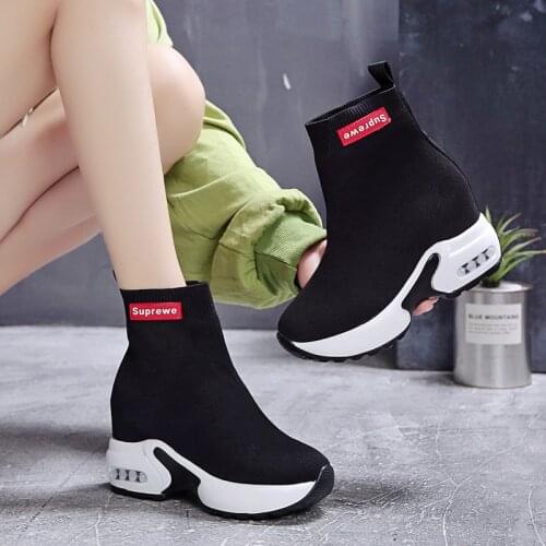 2020 Women Sneakers Vulcanized Shoes Sock Sneakers Women fashion Slip On Thick Shoes Women Plus Size Loafers Walking size 34-40