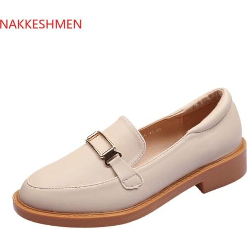 European and American fashion womens shoes retro loaferflate small leather shoes light-mouthed single shoes