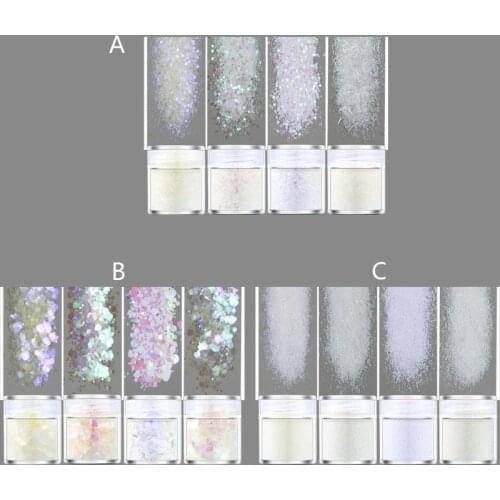 4 Color Mica Powder Pigments for Resin Set Rainbow White Glitters Sequains Resin Colorant, Epoxy Pigment, Nail Art Jewelry Maki