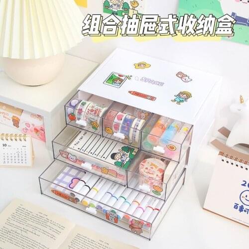 Desktop Drawer Storage Box Transparent Desk Cosmetic Organizer Dustproof Office Stationery Storage Container Home Organizer
