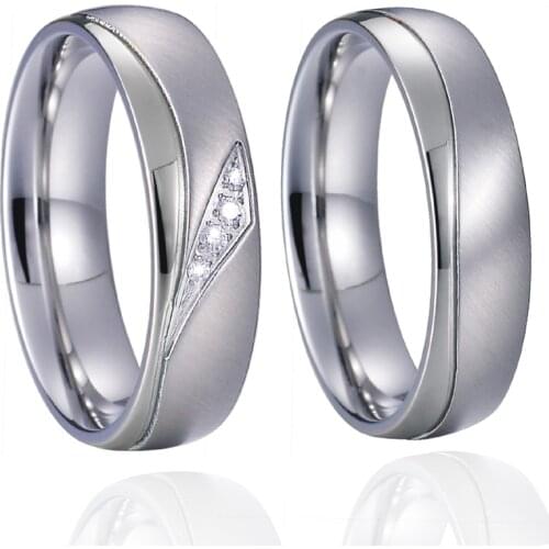 Top Quality Marriage Alliances White Gold Color couple Wedding Rings set for men and women stainless steel jewelry never fade