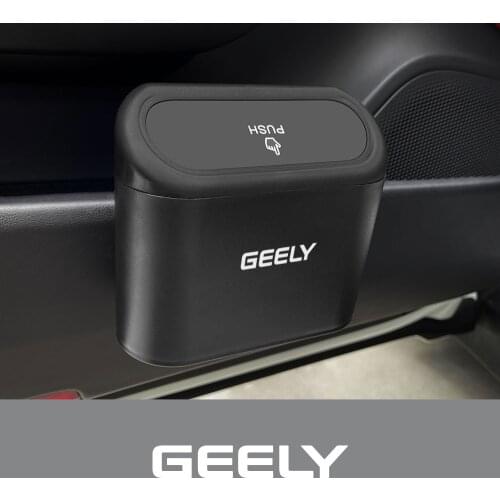 Car Trash Bin For Geely Hanging Vehicle Garbage Dust Case Storage Box Black Abs Square Pressing Type Trash Can Auto Accessories