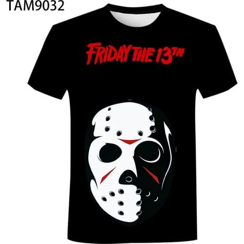 Jason Voorhees 3D printed horror movie 13th Friday short sleeve casual streetwear boy girl cool top tee