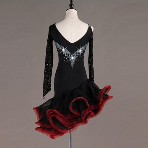 Women/Girls/Lady Luxury Latin Dance Dress Ballroom/Tango/Rumba/Samba/Latin Gray/Red Dresses For Dancing