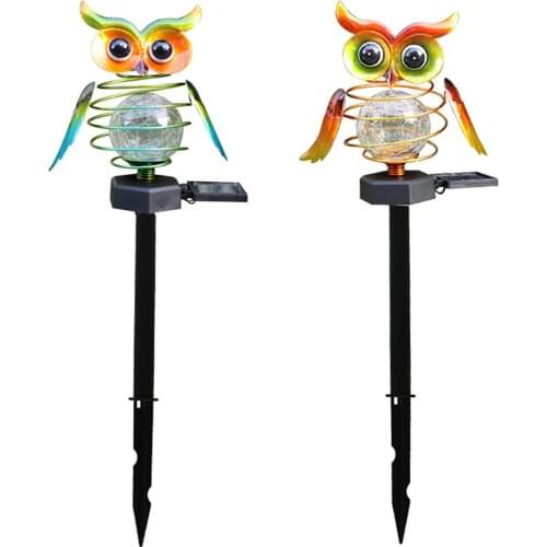 Garden Solar Lights Creative Metal Owl Waterproof Outdoor Floor Decking Lawn Lamp