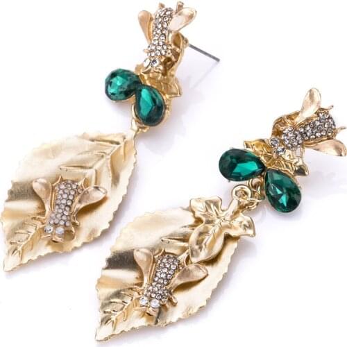 Baroque Earrings For Women Big Drop Earring Leaf Crystal Korean Earrings Long Earrings Female 2019 Jewelry Pendientes Oorbellen