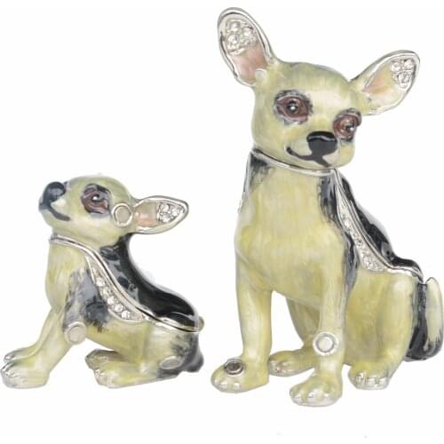 Chihuahua Dog Trinket Box Pewter Handmade Jewelry Box Dog Figures Gifts for Pet Lovers