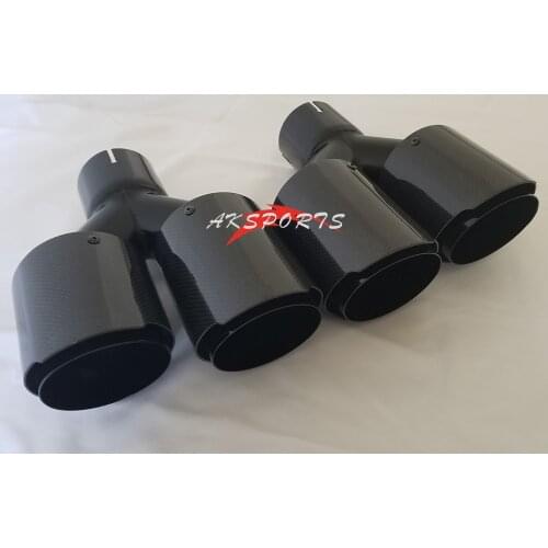 2PCS Universal Dual Glossy Black Carbon Fiber Exhaust Tip Modified Exhaust Pipe Fiber Cover Muffler Tip For F30 E90