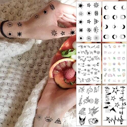 Waterproof Temporary Tattoo Sticker Eye Star Geometric Linear Simple Small Flash Tatoo Finger Wrist Woman Man Child Fake Tatto