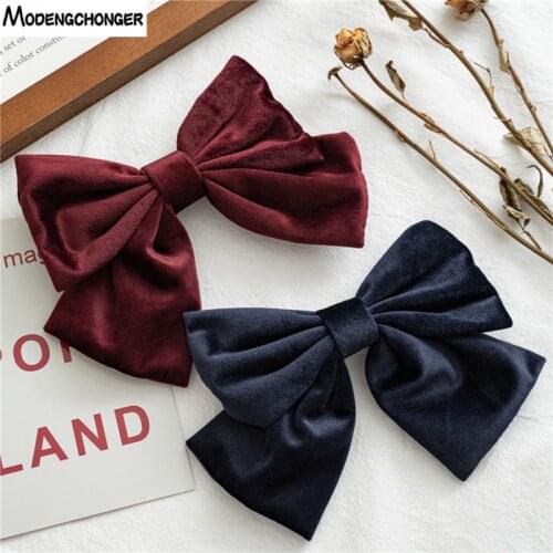 Winnter Flannel Bow With Clip Women Girls Elegant Hair Tie Hairpins Vintage Barrette Bow Hair Clip Prom Hair Accessories Party