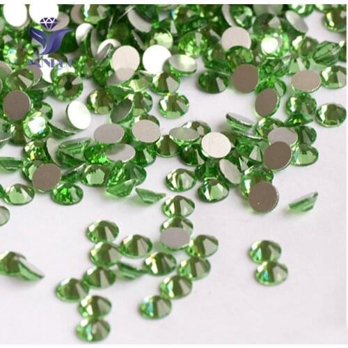 YANRUO 2058NoHF SS20 4.6-4.8mm Peridot AAAAA Non Hot-Fix Stones Glass Rhinestones Glue On Green Shoes Clothes Decor Dress