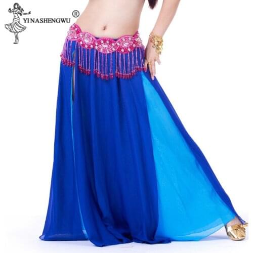 Adult Sexy Women Belly Dance Costume Skirt Performance Belly Dance 2-side Slits Skirt Oriental Belly Dance Skirt 13 colors