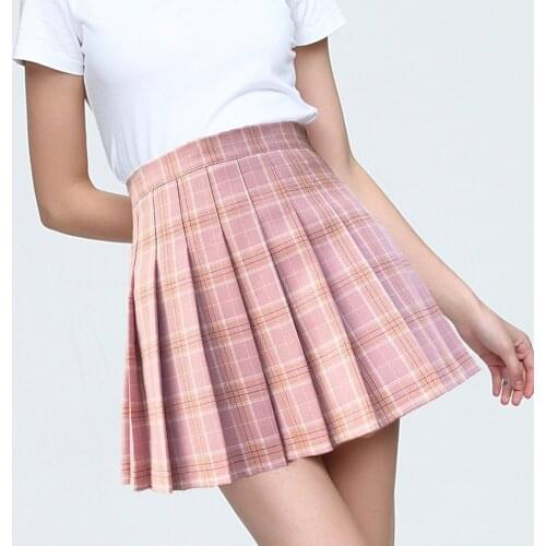 2018 womens Korean version slim, half skirt, college breeze, baseball skirt, casual pleated skirt, high waist min